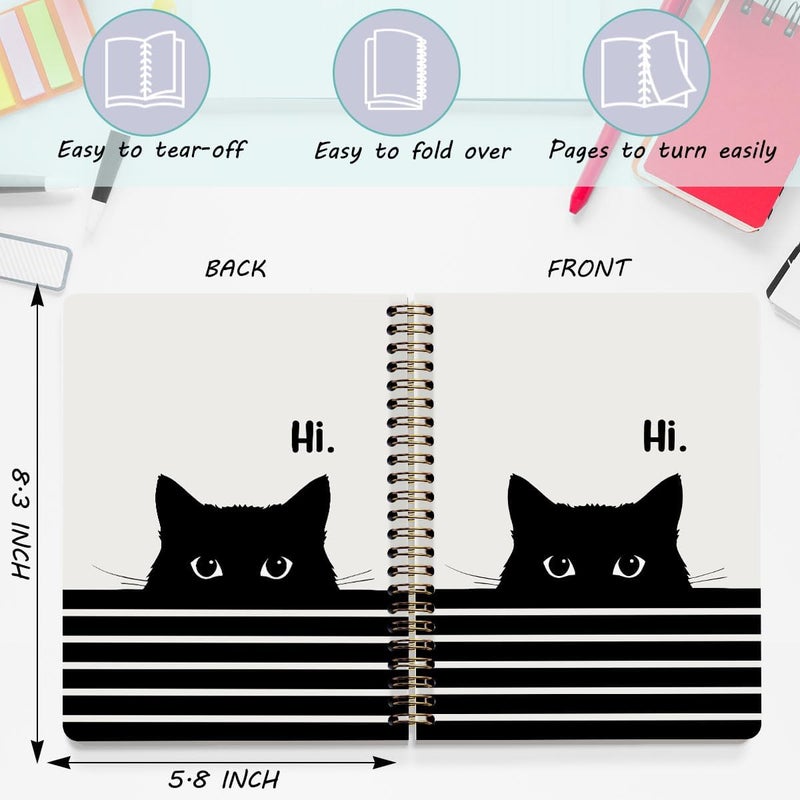 CQM 2 Pcs Cute Cat Spiral Notebook, Cute Gifts Journaling Notebooks for Work, College Ruled Notebook Journal, Peeking, Office Home College Supplies Cat Themed Gifts for Girls Teens Colleagues - Image 2